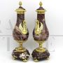 Antique pair of Napoleon III vases in gilded bronze and marble, 19th century