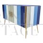 Murano glass sideboard with 4 doors in shades of blue