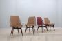 Set of 4 design chairs by Melchiorre Bega in wood and eco-leather, 1950s