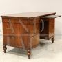 Antique Louis Philippe desk in walnut with large drawers, 19th century Italy