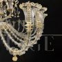 Sumptuous large chandelier in transparent, white and gold Murano glass