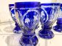 Set of 12 glasses and goblets in finely decorated blue Murano glass, Italy 1970s