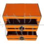 Art deco style bedside cabinet in orange glass with geometries