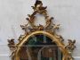 Antique console with gilded and carved mirror, Italy late 19th century