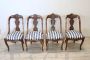 Set of four antique walnut gondola chairs, Italy 19th century          