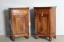 Pair of antique Charles X Italian bedside tables in solid walnut