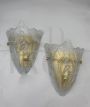 Pair of golden tulip wall lights in Murano glass