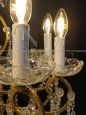 Florentine style chandelier in gilded iron and crystal