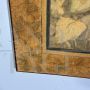 Large antique 19th century grass juice painting with gallant scene