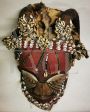 Antique African mask with beads and shells, Zaire