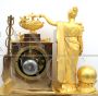 Parisian Empire antique clock in gilded bronze with the goddess Ceres, France 19th century