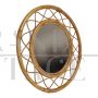 Round woven rattan wall mirror