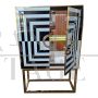 Optical design bar cabinet sideboard in black and white glass