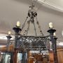 Antique wrought iron chandelier with six lights, Italy 19th century