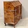 Antique Louis XV chest of drawers with drop-down top in walnut briar, Italy 18th century