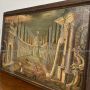 Antique painting from the 17th century with an architectural capriccio