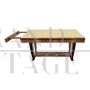 Extendable Art Deco style table in briar and parchment