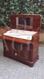 Antique mahogany feather sideboard with retractable marble dressing table, 19th century France