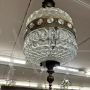 Vintage 1960s pendant light chandelier in worked glass and brass