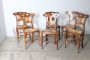 Set of six antique Tuscan country chairs in walnut and straw