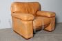 Vintage designer armchair in cognac brown leather, 1960s