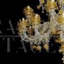 Rezzonico chandelier in crystal and gold Murano glass with lotus flowers