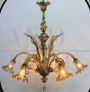 Avem chandelier in amber colored Murano glass, 1930s, with 6 lights  