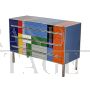 Vintage design chest of drawers in multicolored glass with 3 drawers, 1980s      