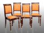 Set of four antique chairs in solid mahogany with bronze inserts