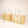 Pair of parchment bedside tables designed by Aldo Tura for Tura Milano