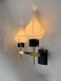 Pair of vintage wall lights attributed to Stilnovo in glass and brass