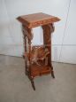 Vintage eclectic style carved wooden plant stand