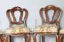 Set of 4 antique Louis Philippe chairs in walnut with carved backrest, Italy 1850s                            