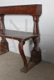 Antique 18th century bench in walnut with turned columns