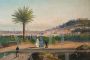 Group of 4 antique paintings with views and glimpses of Naples