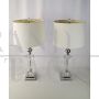 Pair of Murano glass table lamps with fabric lampshade