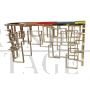 Double-sided console in golden steel with multicolored Murano glass top