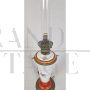 Antique electrified oil lamp in bronze and painted glass