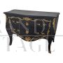 Baroque style dresser in black wood with gilt bronze decorations