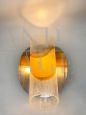 Wall lamp attributed to Esperia Brotto in amber and transparent Murano glass