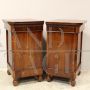 Pair of antique capuchin bedside tables from the Charles X era in walnut, 19th century Italy