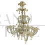 Rezzonico style boat chandelier in golden crystal Murano glass