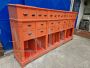 Large orange vintage industrial drawer unit                            