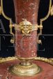 Antique French small centerpiece vase in red marble and gilt bronze