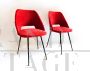 Pair of Eero Saarinen style chairs in red teddy fabric, 1970s