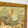 Large antique 19th century grass juice painting with gallant scene