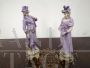 Pair of lady and gentleman statues in biscuit porcelain