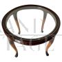 1930s round Art Deco coffee table with glass top