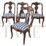 Set of four antique gondola chairs in carved walnut