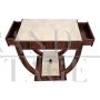 Art Deco style double-sided coffee table in wood and parchment with drawers